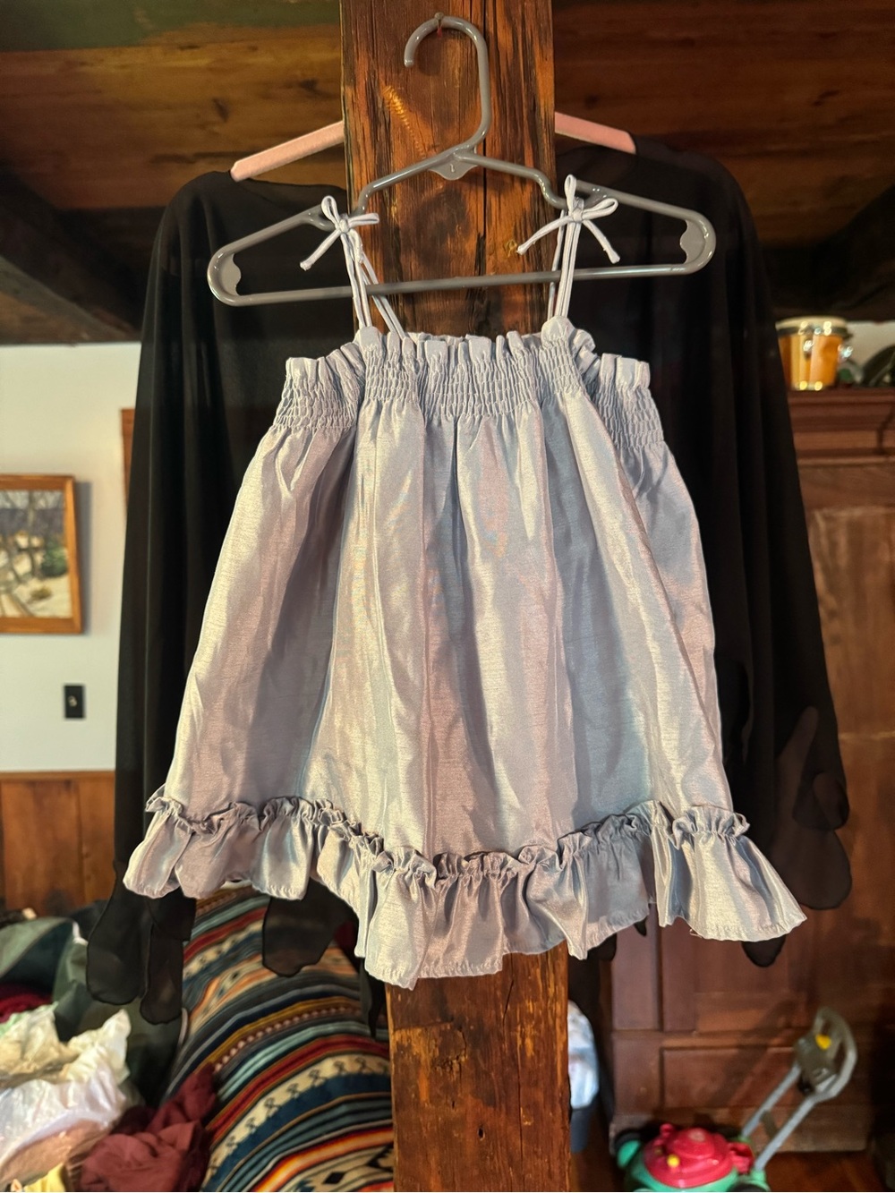 Baby Gap Girls Shimmery silver Ruffle babydoll dress w/ diaper cover